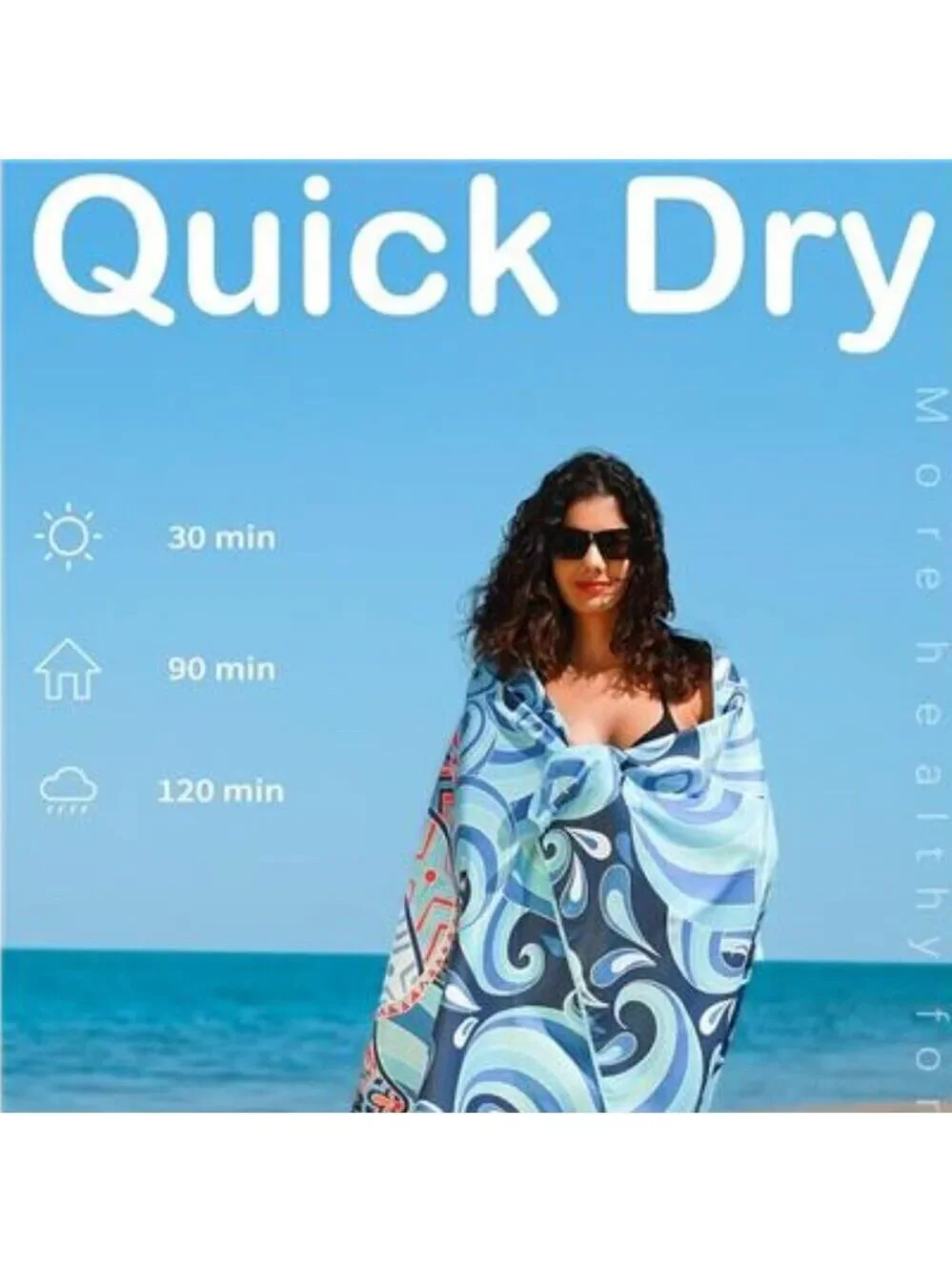 Microfiber Lightweight Thin Gym Beach Towel Compact Sea Turtle Design 32x71 inch